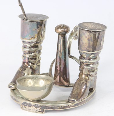 Lot 390 - A late Victorian silver plated novelty cruet,...