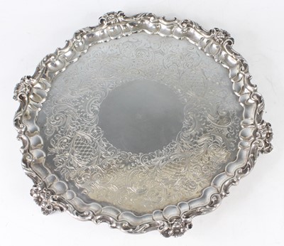 Lot 2100 - A Victorian silver salver, of shaped circular...