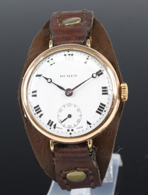 Lot 2253 - A gent's 9ct gold cased Buren Trench watch,...