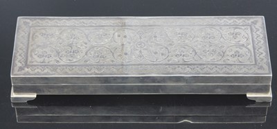 Lot 298 - A Eastern white metal table cigarette box, of...