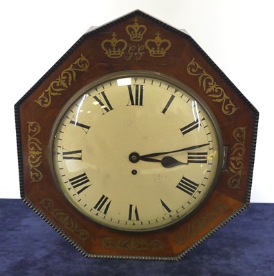 Lot 2449 - A Regency rosewood and brass inlaid wall clock,...