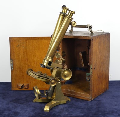 Lot 2334 - A Victorian lacquered brass compound binocular...