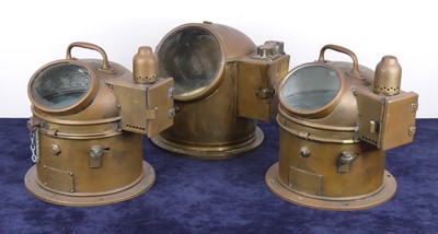 Lot 2340 - An early 20th century brass ships binacle...