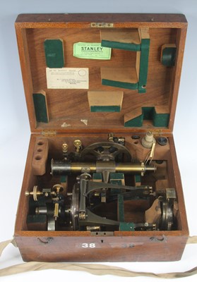 Lot 32 - A 20th century lacquered brass theodolite,...