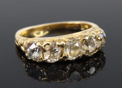 Lot 2152 - A yellow metal late Victorian diamond half...