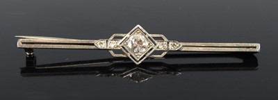 Lot 2159 - A white metal Art Deco style diamond bar...