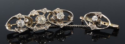 Lot 2190 - Two yellow and white metal diamond bar...