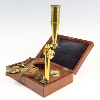 Lot 2342 - A mid-Victorian lacquered brass travelling...