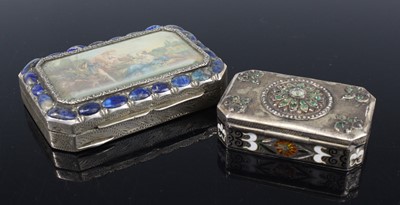 Lot 2296 - A continental white metal and paste set snuff...