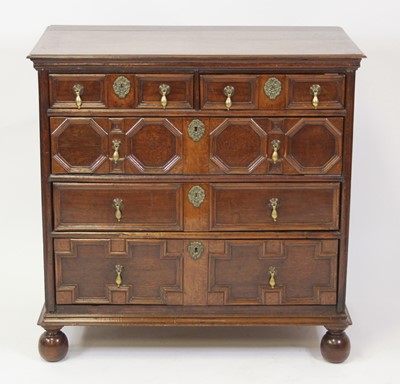 Lot 2475 - A Jacobean period and later oak chest, having...