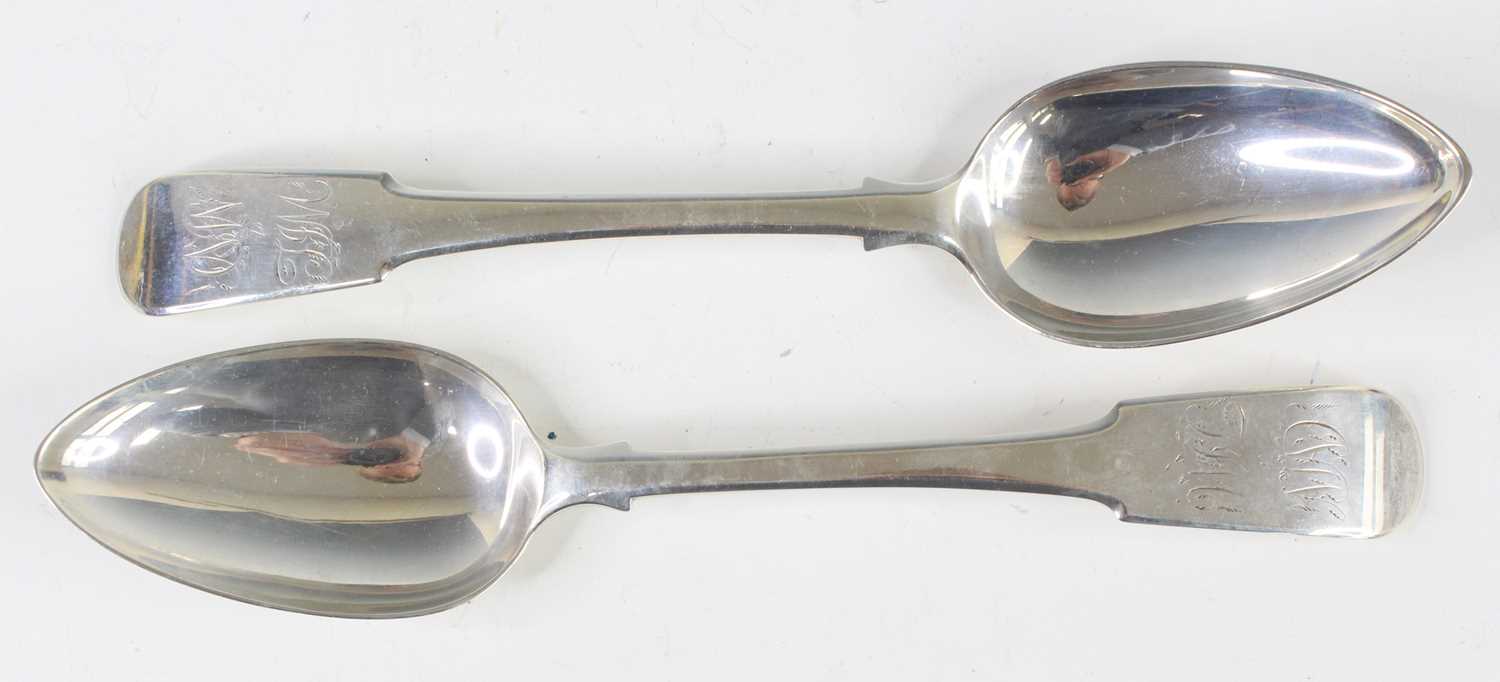 Lot 2070 - A pair of late Georgian silver tablespoons, in...