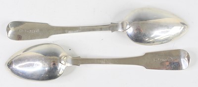 Lot 2070 - A pair of late Georgian silver tablespoons, in...