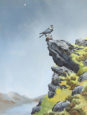 Lot 464 - David Ord Kerr, (b.1951), Hawk and prey on a...