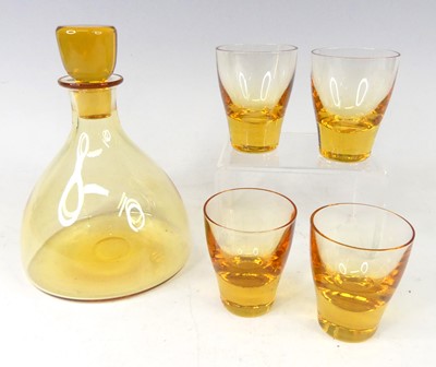 Lot 551 - A 1930s tinted amber glass liqueur set,...