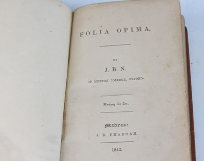 Lot 2012 - Norton, John Bruce: Folia Opima, Madras: J.B....