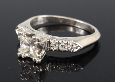 Lot 2236 - A contemporary platinum diamond solitaire ring...