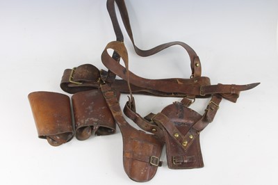 Lot 149 - A WW I leather Sam Browne belt with brass...
