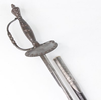 Lot 291 - An English court sword, the 79cm triform steel...