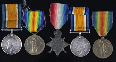 Lot 96 - A WW I family group of medals to include...