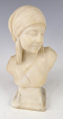 Lot 649 - A French Art Deco carved alabaster head and...
