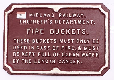 Lot 79 - An original cast iron Midland Railway Engineer'...