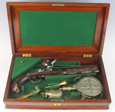 Lot 279 - A 19th century Turkish flintlock pistol,...