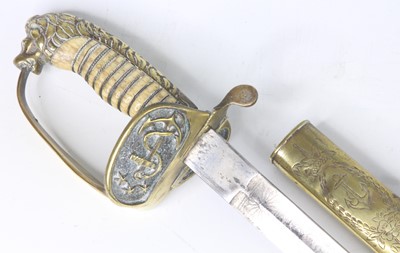 Lot 281 - An early 20th century Turkish Naval sword,...