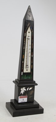 Lot 1 - An Ashford hardstone obelisk table thermometer,...