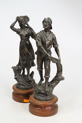 Lot 4 - A pair of 19th century French spelter figures,...