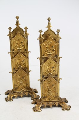 Lot 17 - A pair of 19th century gilt brass letter racks,...