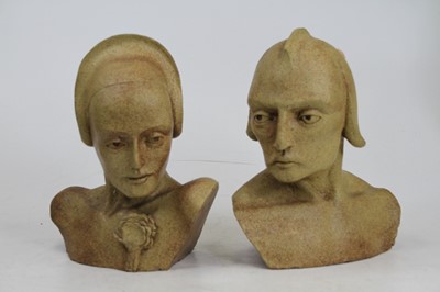 Lot 27 - A pair of 20th century Studio pottery busts,...
