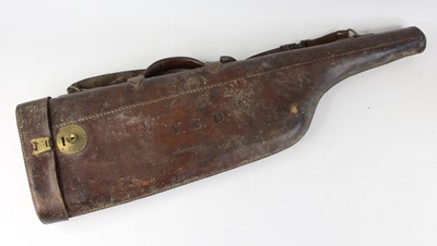 Lot 421 - A brown leather leg o'mutton shotgun case,...