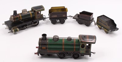 Lot 316 - Two clockwork JP locos & tenders: 0-4-0 green...