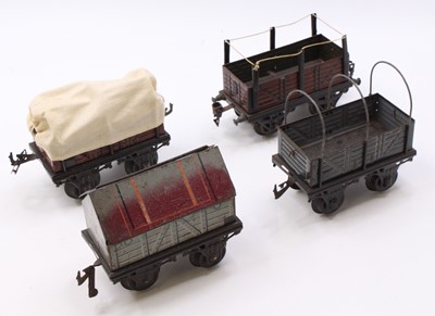 Lot 351 - Four Gauge 1 wagons: Bing Lime wagon; Bing...