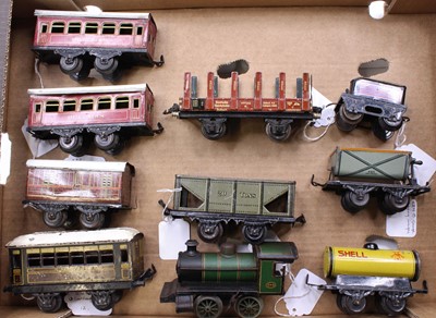 Lot 254 - Ten Bing & KBN items: 0-4-0 clockwork loco,...