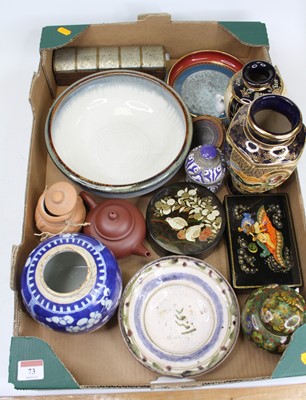 Lot 73 - Two boxes of Asian ceramics to include a...