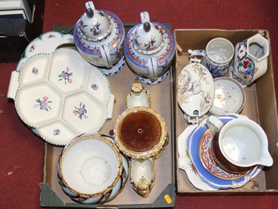 Lot 108 - Two boxes of Victorian and later ceramics to...