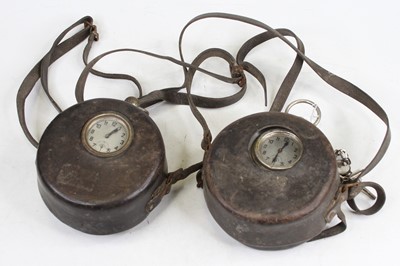 Lot 210 - Two vintage pigeon racing clocks, each having...