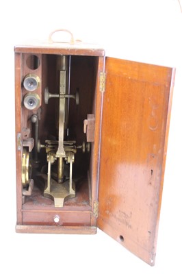 Lot 118 - A 19th century brass monocular microscope, the...