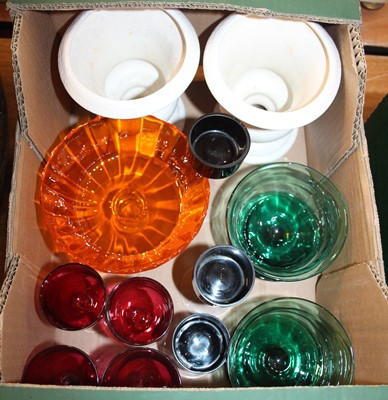 Lot 147 - A collection of coloured glass ware to include...