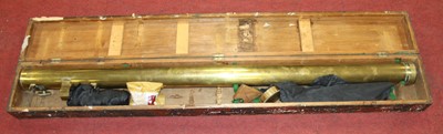 Lot 218 - A large 19th century brass telescope, 143cm,...