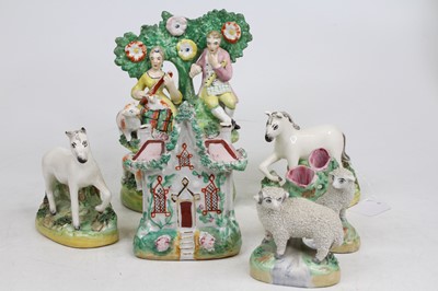 Lot 264 - A Staffordshire pearlware bocage group height...