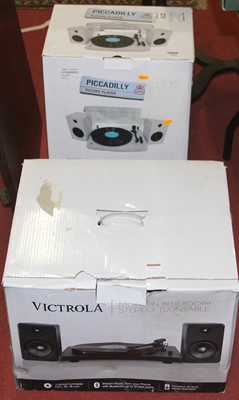 Lot 1526 - A pair of Victrola and HMV boxed turntables to...