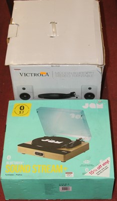 Lot 1527 - A pair of Victrola and HMV boxed turntables to...