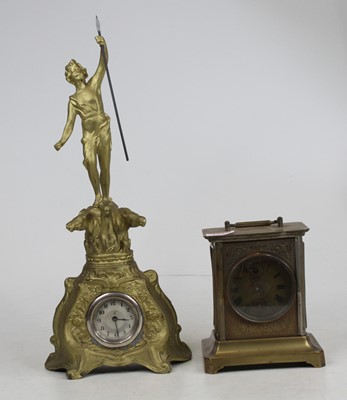 Lot 199 - A German gilt metal carriage clock (a/f),...