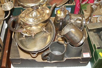 Lot 318 - Mixed lot to include plated teapot, pewter...