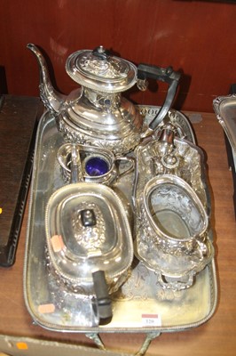 Lot 320 - Assorted plated wares to include gallery tray,...