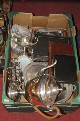 Lot 332 - A box of assorted plated wares, to include...