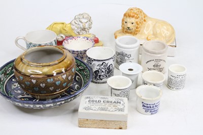 Lot 272 - Mixed ceramics to include Victorian ointment jars