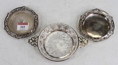 Lot 341 - A silver twin handled and cut glass inset...